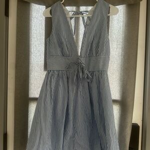 Chic Blue and White Striped Mini Dress